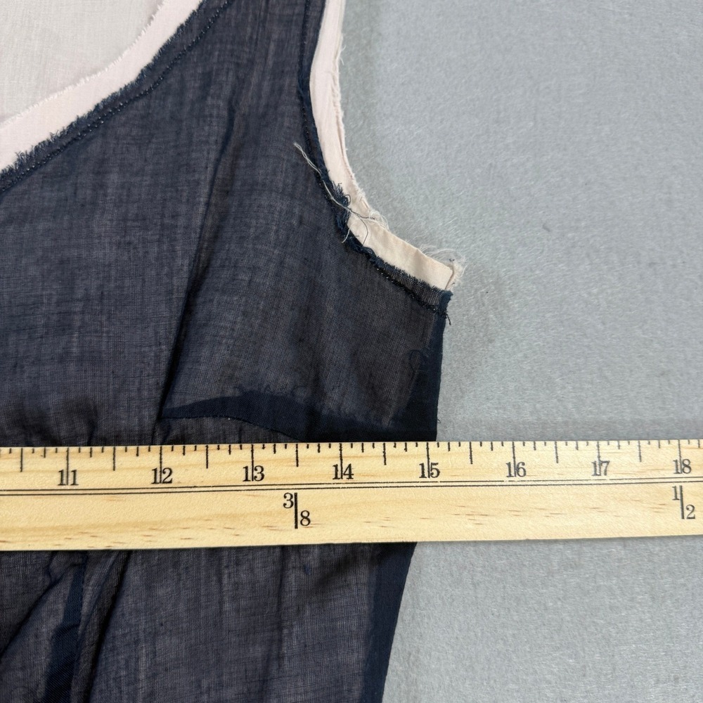 Prada Dress Women Navy Fits Small Sport Chambray Pleated Sleeveless Raw Hem Y2K - Picture 8 of 12